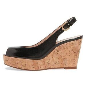 FSJ Women Peep Toe High Heel Wedge Sandals Slip on Cork Pumps Slingback Platform